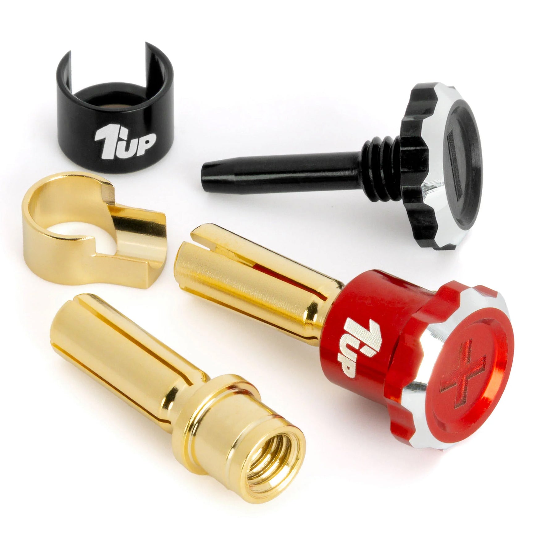 1UP190455 190455 Lockdown Adjustable Bullet Plugs, 5mm (2), Red/Black