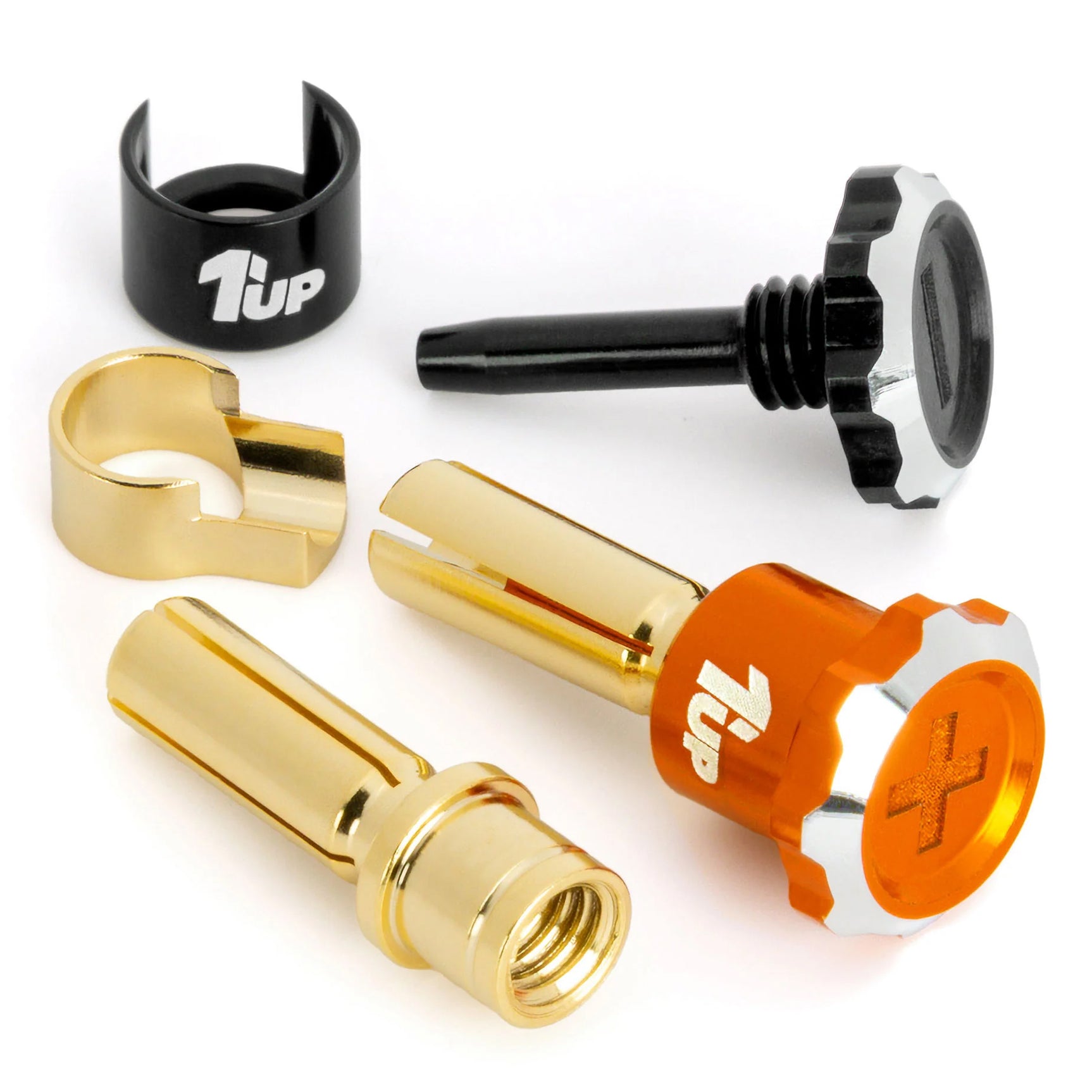 1UP190456 190456 Lockdown Adjustable Bullet Plugs, 5mm (2), Orange/Black