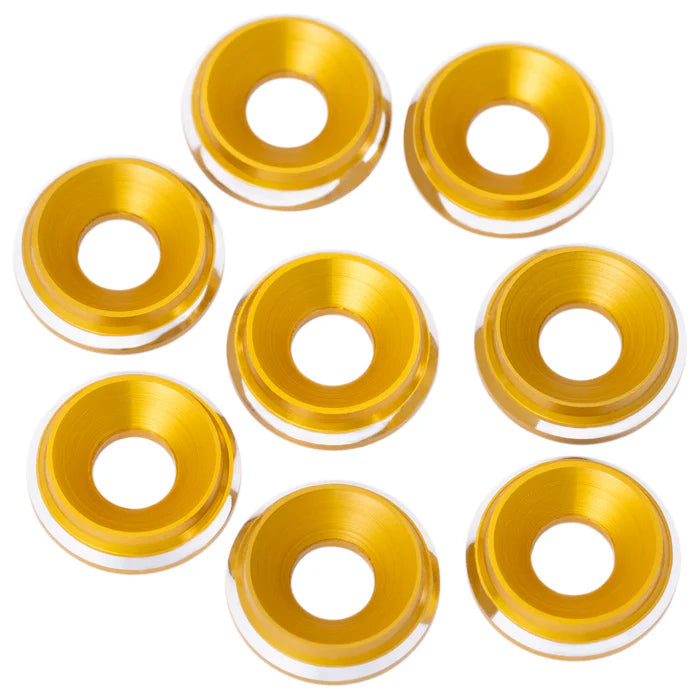 1UP820719 820719 7075 LowPro M3 Countersunk Washers, Gold Shine (8)