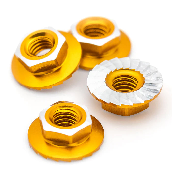 1UP870701 870701 7075 Aluminum Lockdown M4 Wheel Nuts, Gold (4)