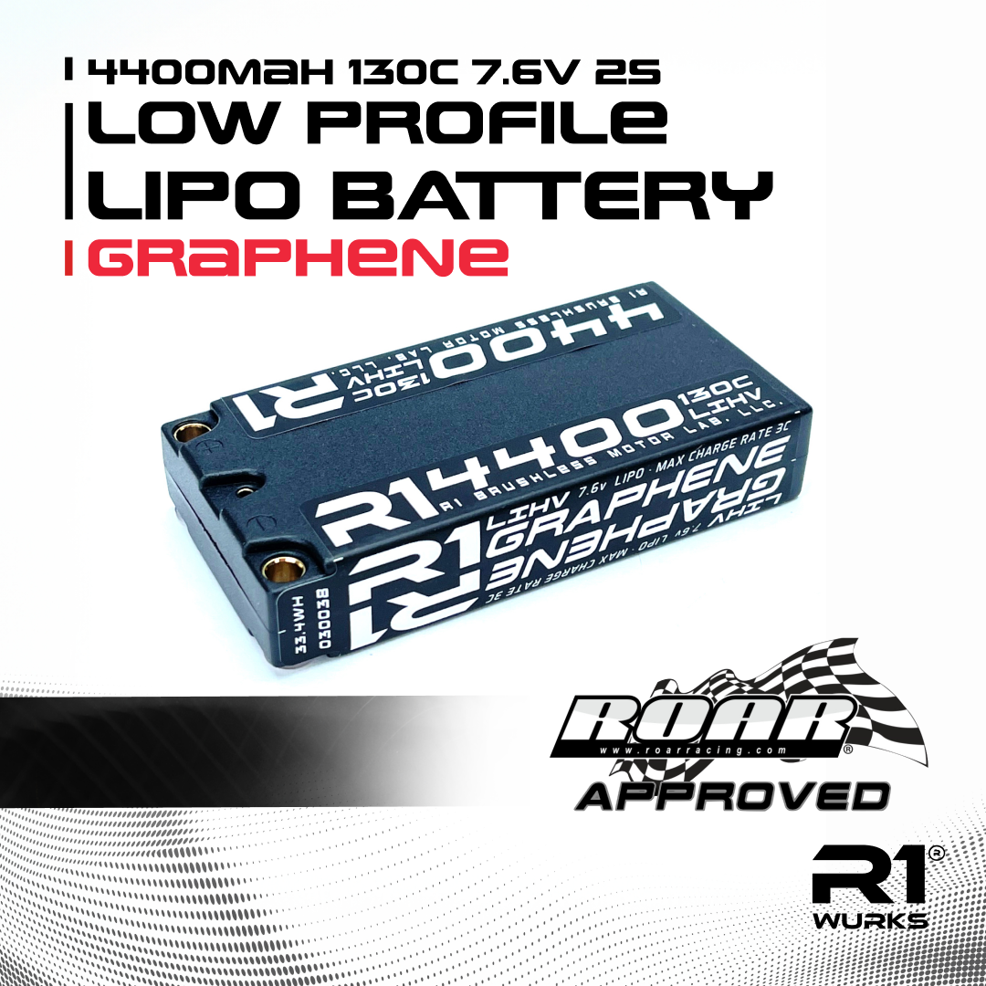 R1W030038 030038 Graphene Shorty 7.6V 2S LiPo Battery, 4400mAh 130C