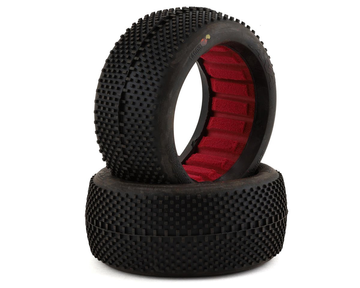 AKA14003QR 14003QR Gridiron 1/8 Buggy Tires w/ Red Inserts, Super Soft Long Wear (2)
