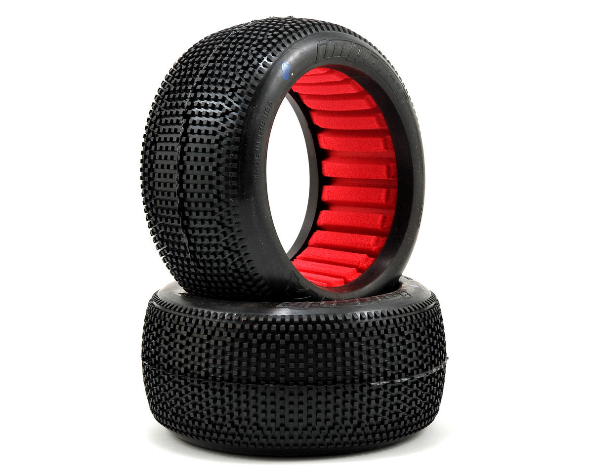 AKA14117SR 14117SR Impact 1/8 Truggy Tires w/ Red Inserts, Soft (2)