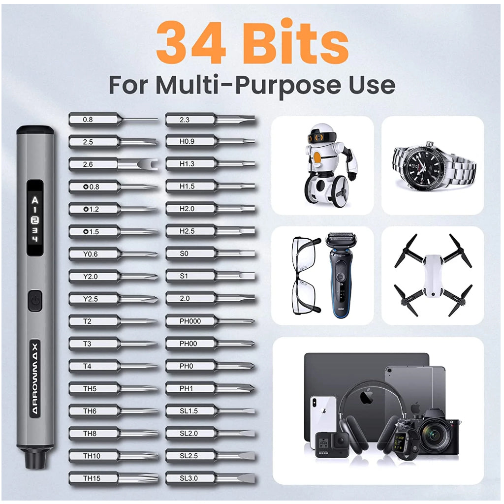 SES Pro Smart Motion Electric Screwdriver Set, 34pc, Gray