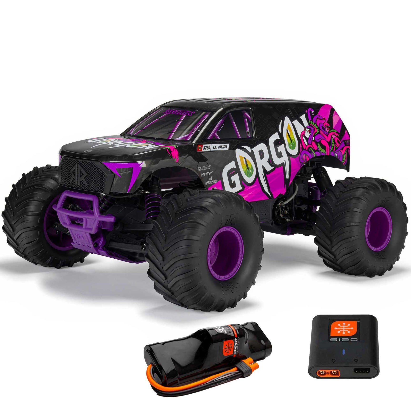 ARA3230ST4 ARA3230ST4 GORGON 1/10 2WD Monster Truck RTR Combo, Purple