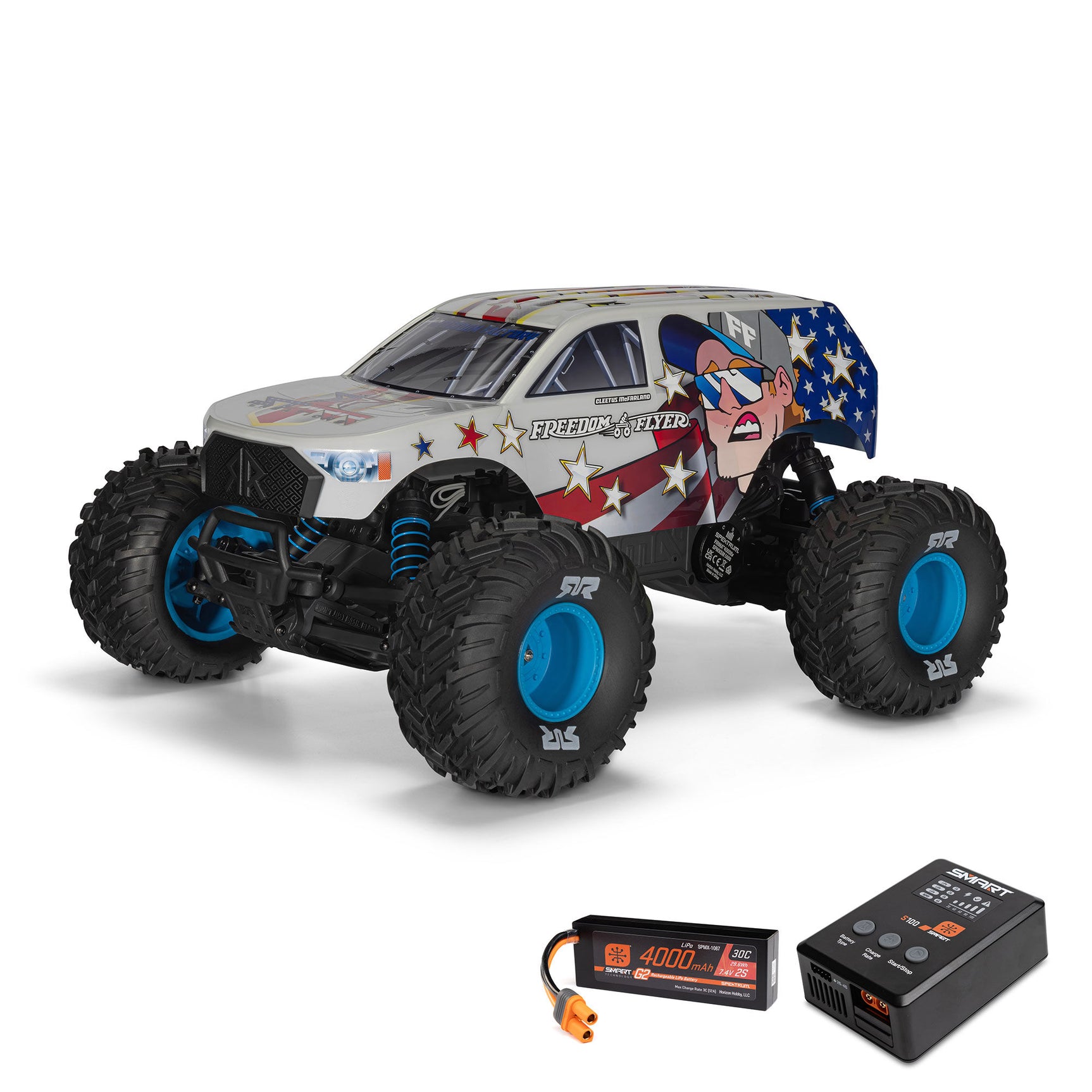 ARA3530SFFT1 ARA3530SFFT1 Freedom Flyer 223S Brushless 1/10 2WD Monster Truck RTR w/ Battery & Charger, White