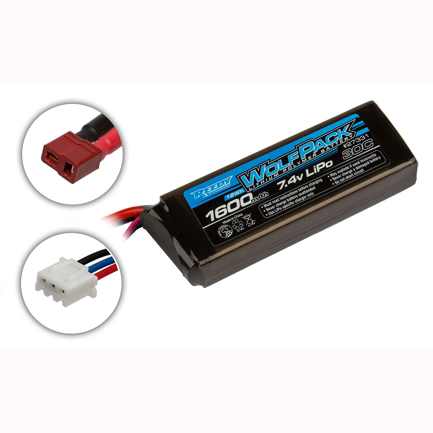 ASC27331 27331 Reedy Wolfpack 2S 7.4V LiPo Battery, 30C 1600mAh