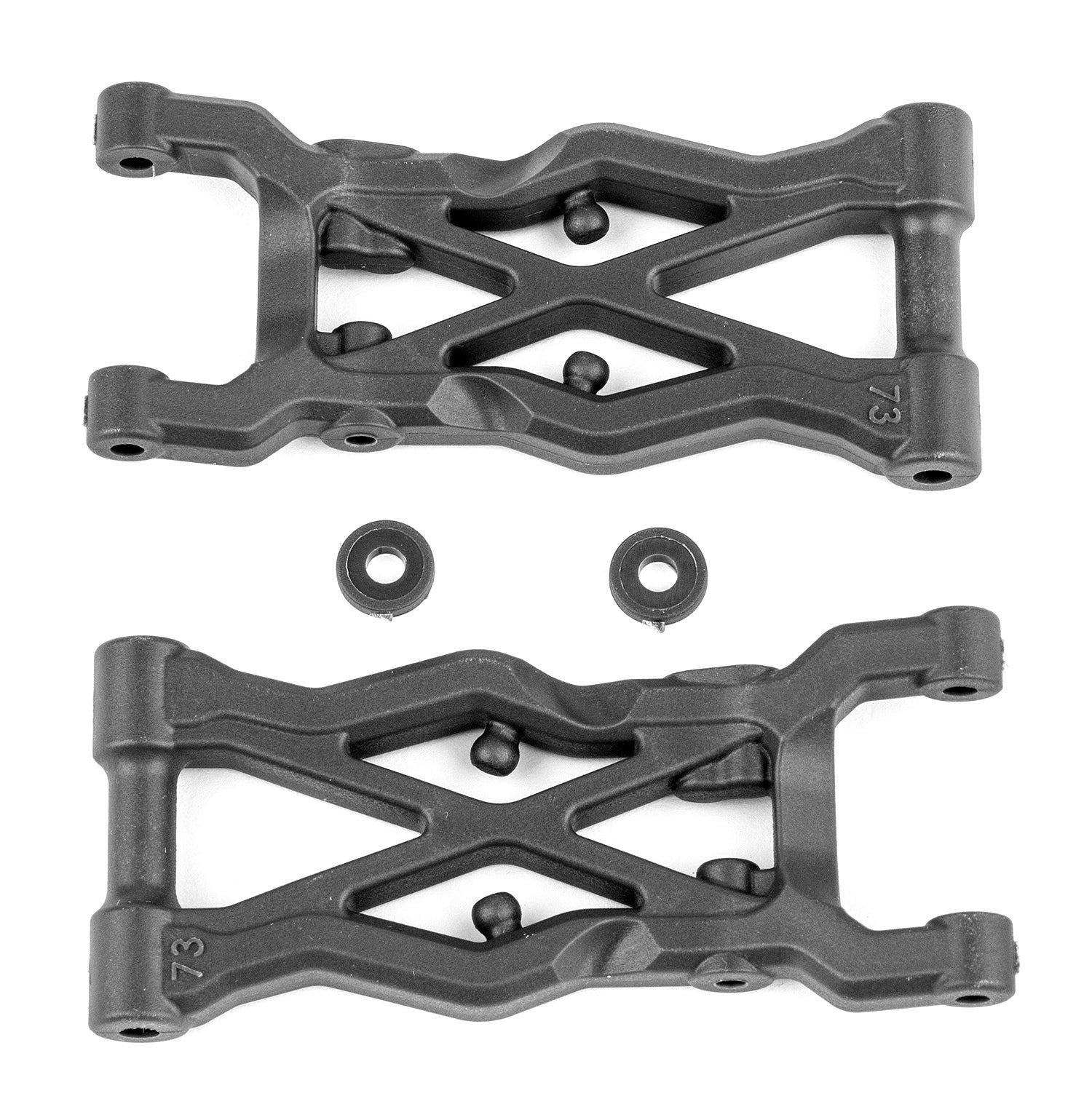 ASC91873 91873 RC10B6.2 Factory Team Rear Suspension Arms, 73mm, Carbon