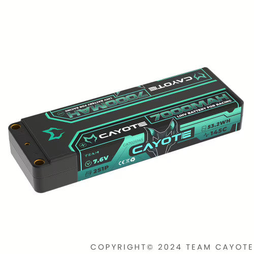 CAYCA702S145 CA702S145 Team Cayote 7.6V 2S LIHV LiPo Battery, 7000mah 145C