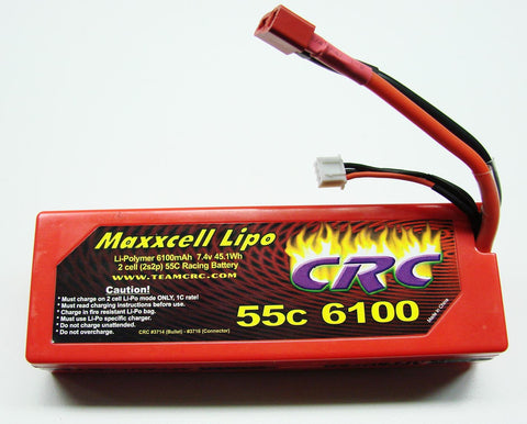 CRC 3716 Maxxcell 7.4v 2S LiPo Battery, 6100mAh 55C w/ Dean's
