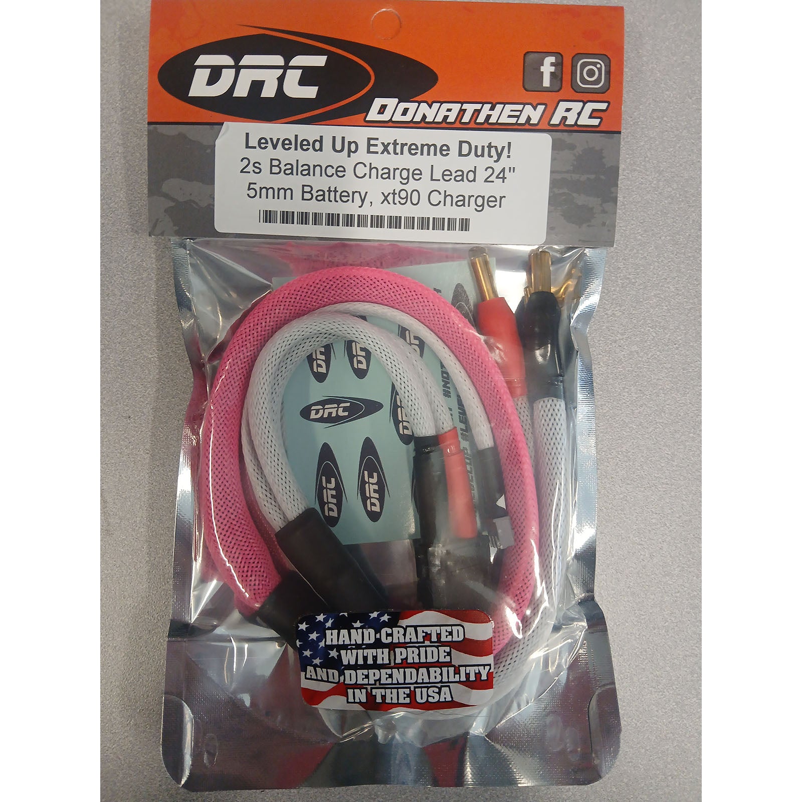 DRC2SBCL24-XT90-PNK 2SBCL24-XT90-PNK 2S Balance Charge Lead, 5mm Battery / XT90 Charger, Pink