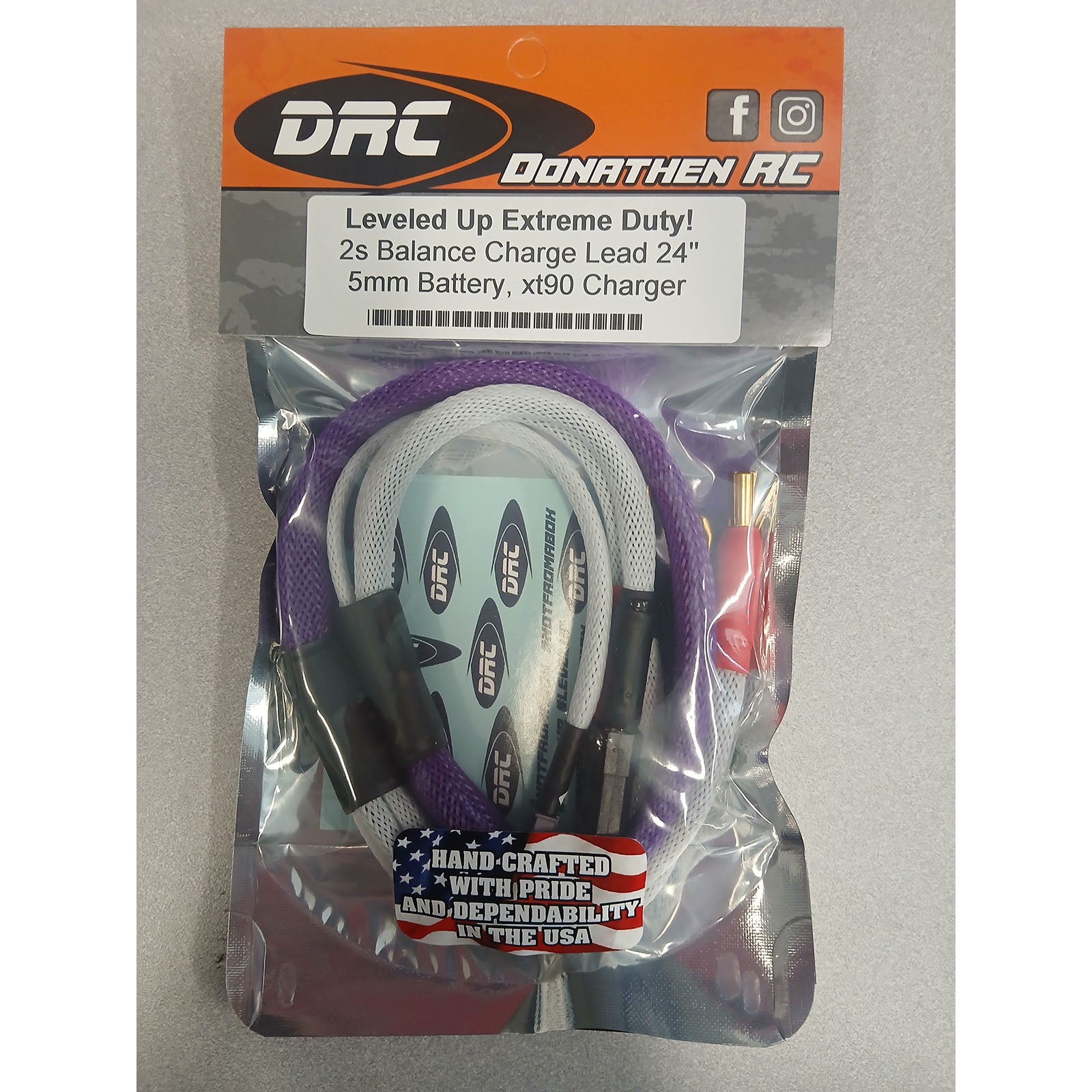 DRC2SBCL24-XT90-PUR 2SBCL24-XT90-PUR 2S Balance Charge Lead, 5mm Battery / XT90 Charger, Purple