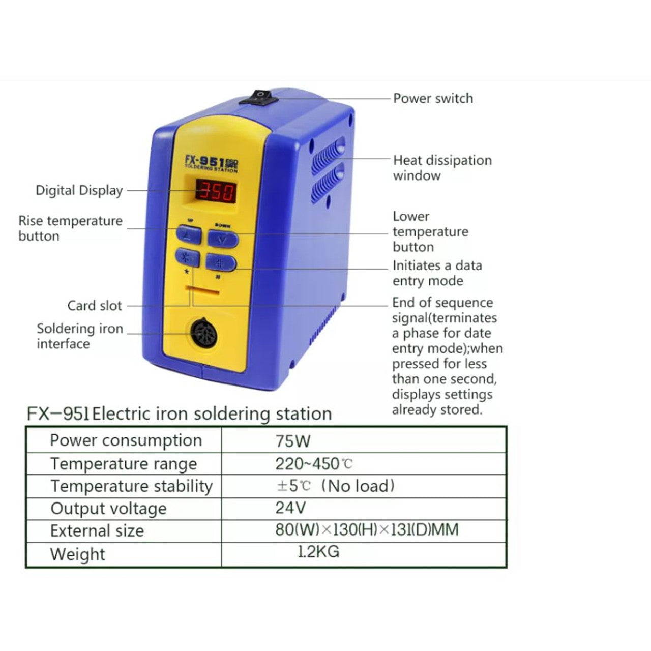 FX-951 Pro Soldering Station, 75W w/ 4 Tips