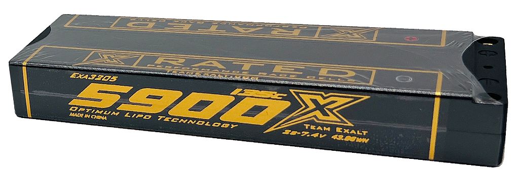 EXA3205 3205 Exalt X-Rated 7.4v 2S LiPo Battery, LCG Stick, 5900mAh 135c