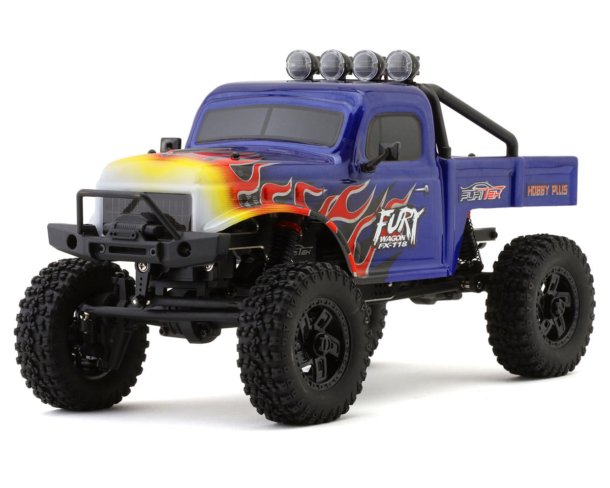 FUR-2412 FUR-2412 Fury Wagon 1/18 Brushless Rock Crawler, Blue/Flames