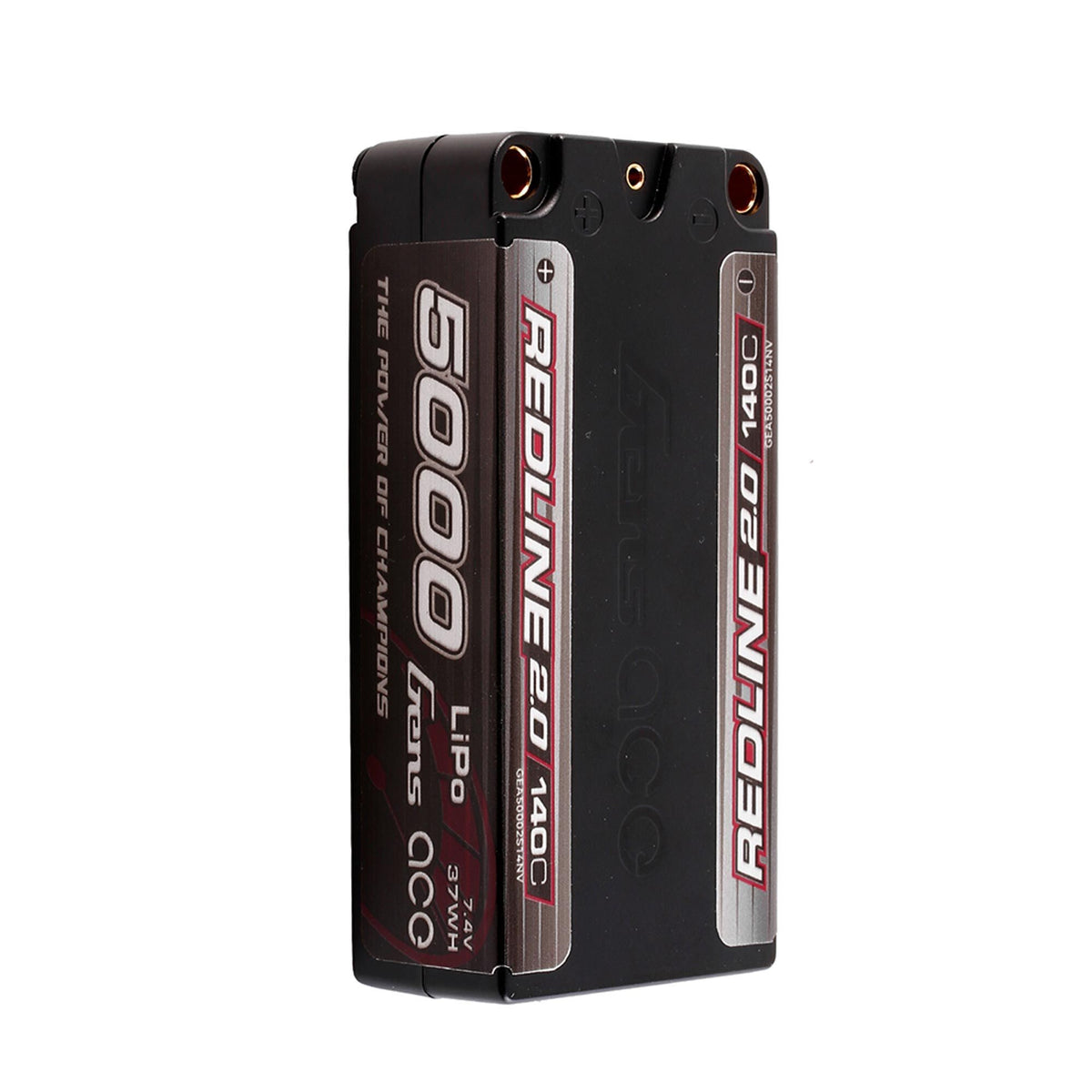 Redline 2.0 Shorty Hardcase LiPo Battery, 5mm Bullet, 7.4V 2S 5000mAh 140C