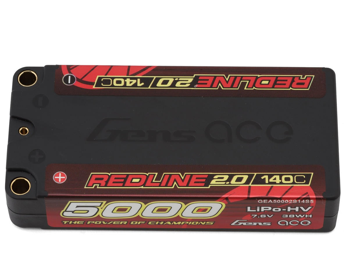 GEA50002S14S5 GEA50002S14S5 Redline 2.0 2S Shorty LiHV Battery w/ 5mm Bullets, 7.6V 5000mAh 140C