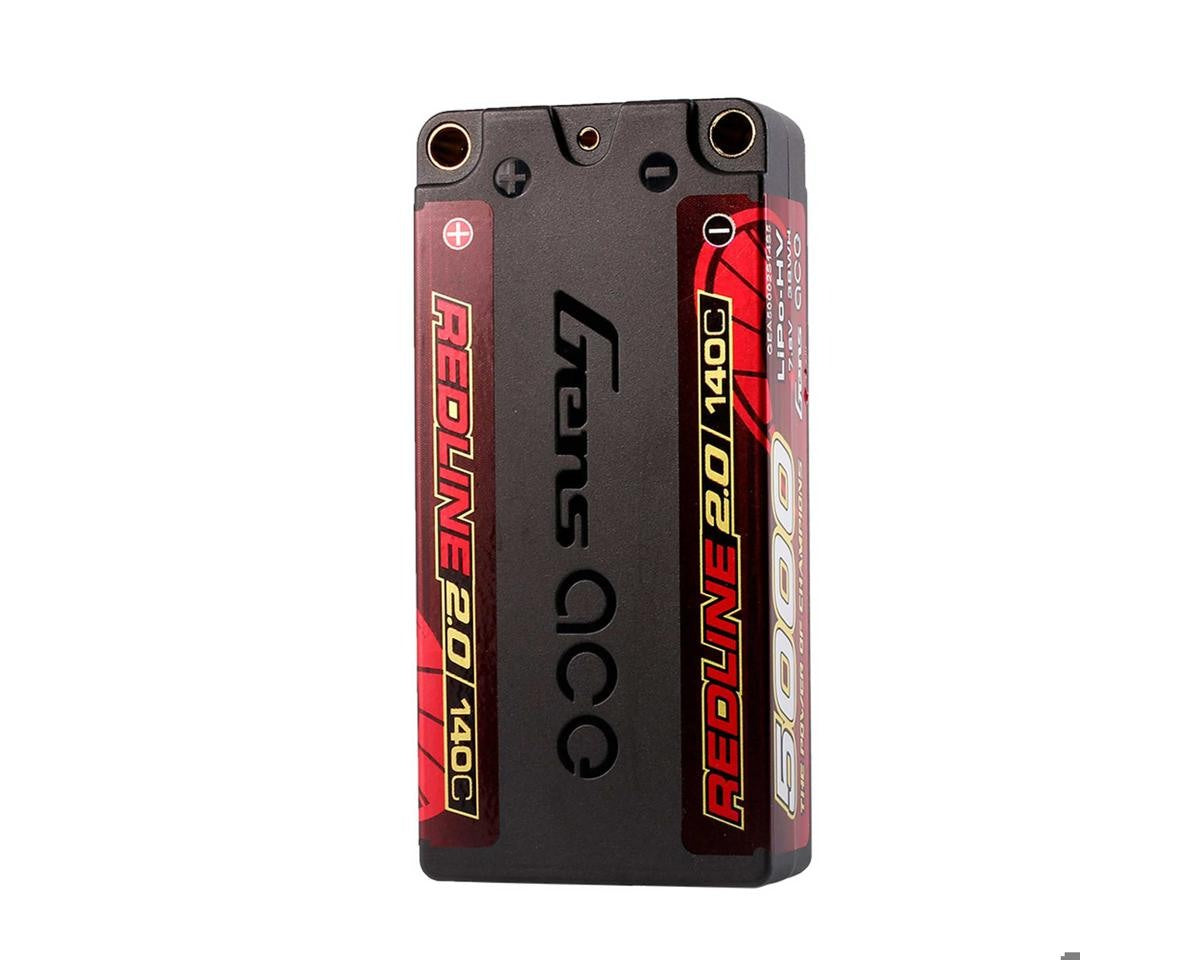 Redline 2.0 2S Shorty LiHV Battery w/ 5mm Bullets, 7.6V 5000mAh 140C
