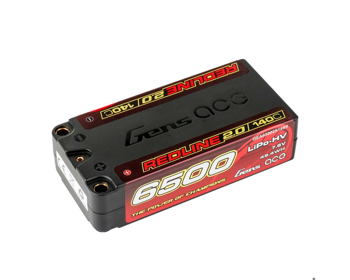 Gens Ace Redline 2.0 2S Shorty LiHV Battery, 6500mAh 140C, 65002S14S5