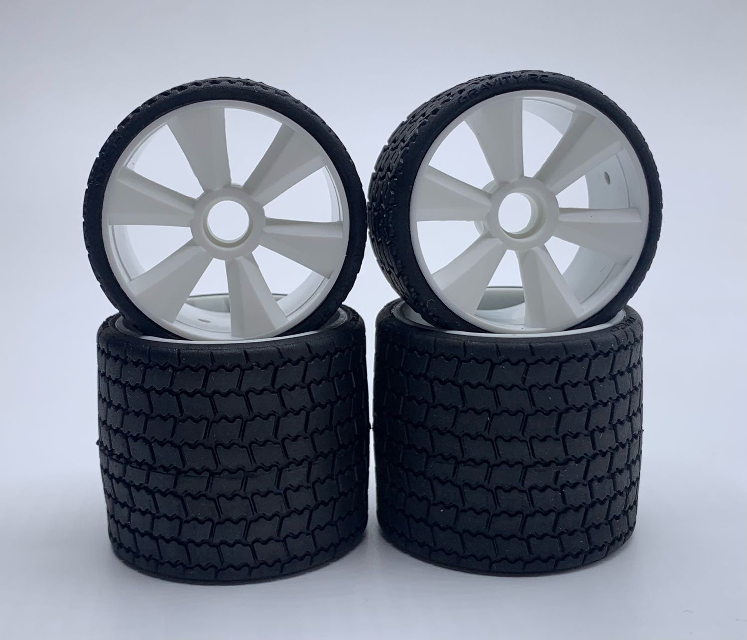 GRC142W GRC142W GR12 Type 12 Rubber 1/12 Tires, White Wheel (4)