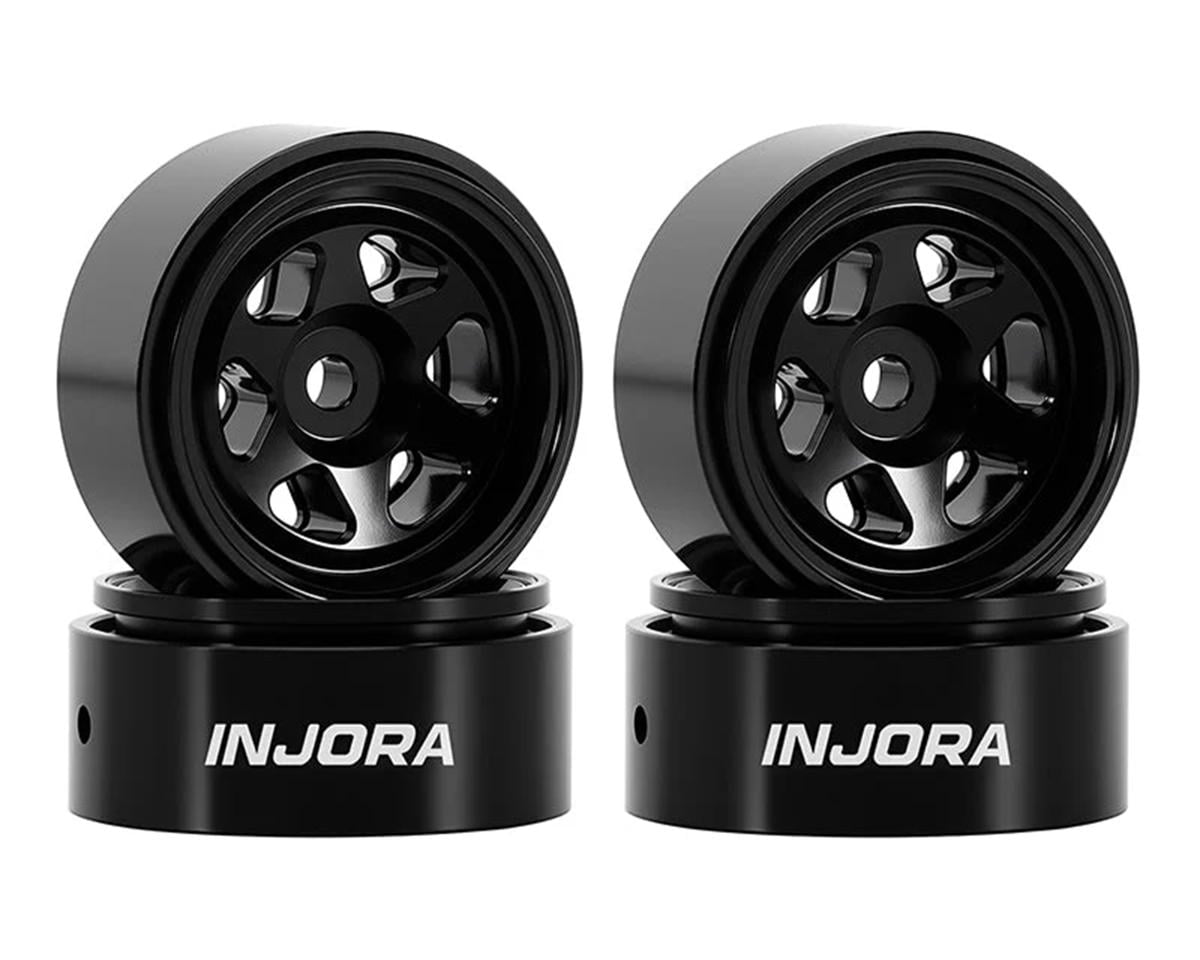 INJW7001BK-18 W7001BK-18 D18 Aluminum 6-Spoke Beadlock Wheels, 0.7in, Black (4)