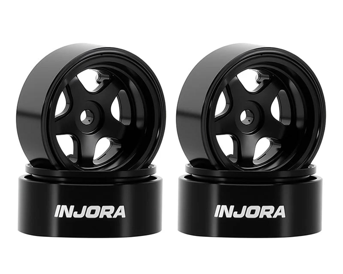 INJW7002BK-18 W7002BK-18 D18 Aluminum 5-Spoke Beadlock Wheels, 0.7in, Black (4)