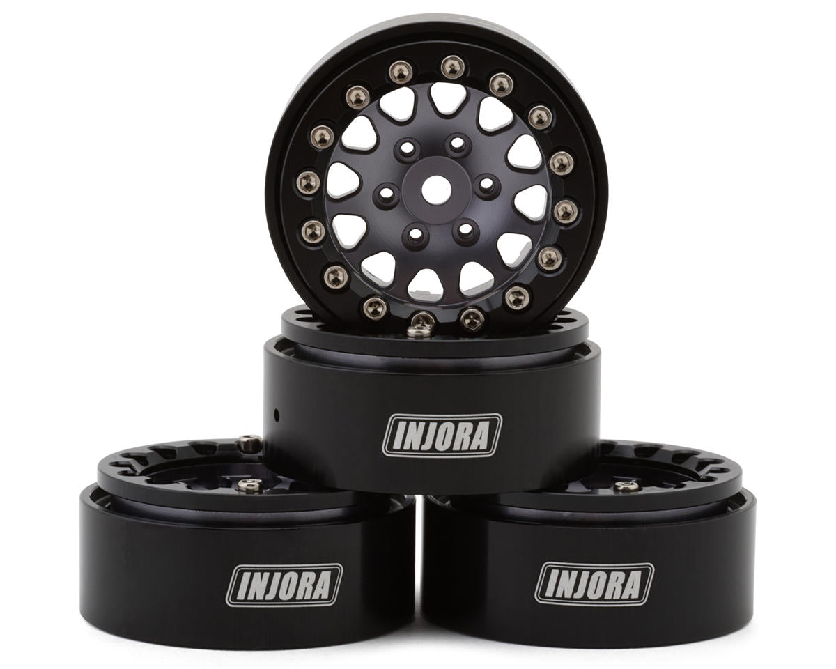 INJYQW-1311BG YQW-1311BG 1.3in D-Slot Aluminum Beadlock Wheels, Grey/Black (4)