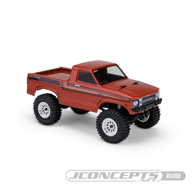 JCO0498 0498 1979 Ford Courier 5.2" WB Body for SCX24, Pre-Trimmed, Clear