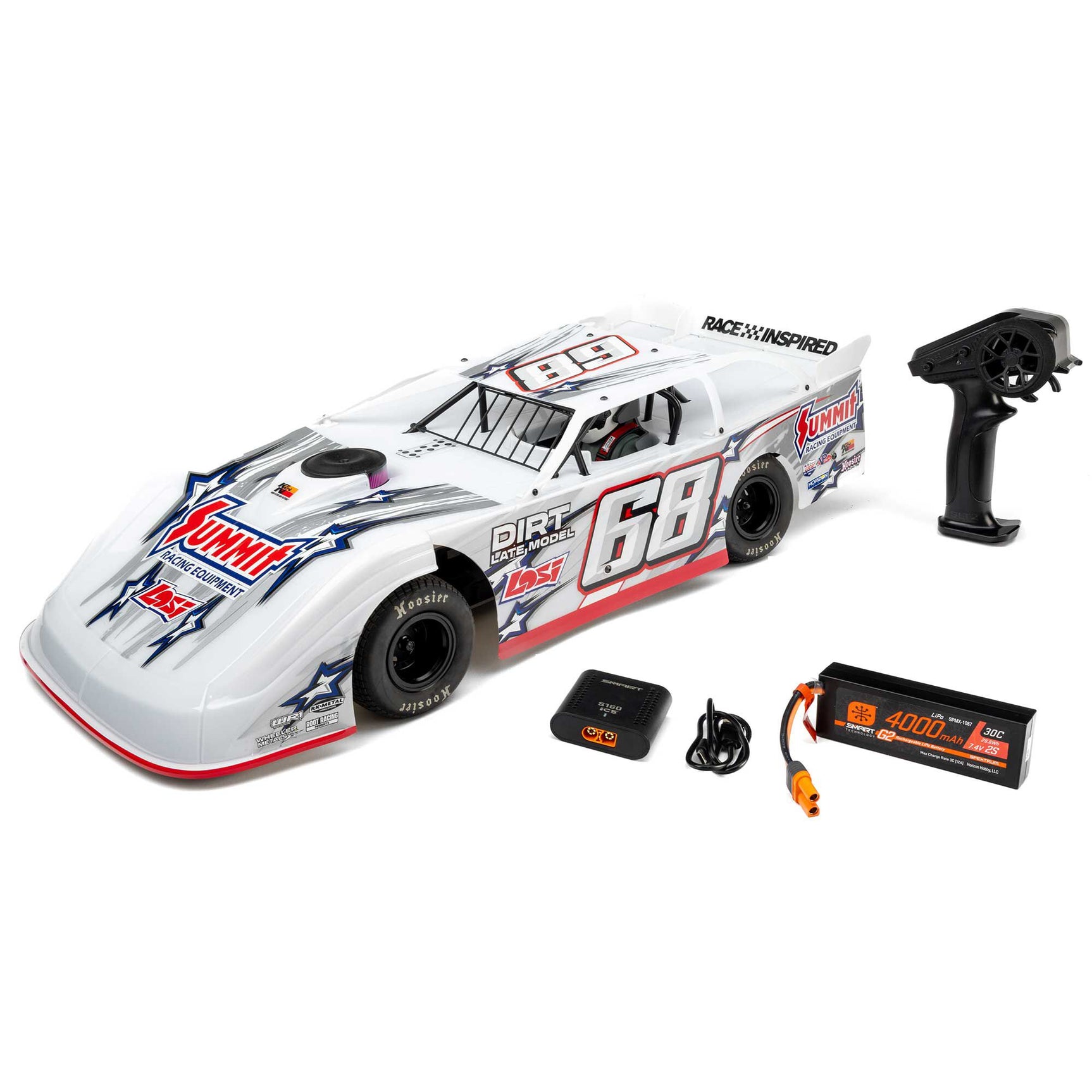 LOS-2168T1 LOS-2168T1 22S Brushless Dirt Late Model RTR w/ Battery & Charger, Summit White