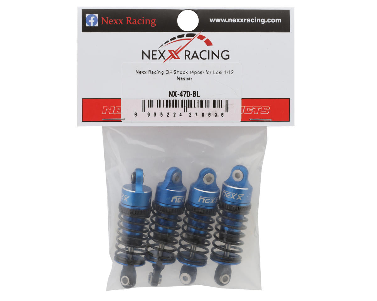 Losi NASCAR Aluminum Oil-Filled Threaded Shocks, Blue (4)