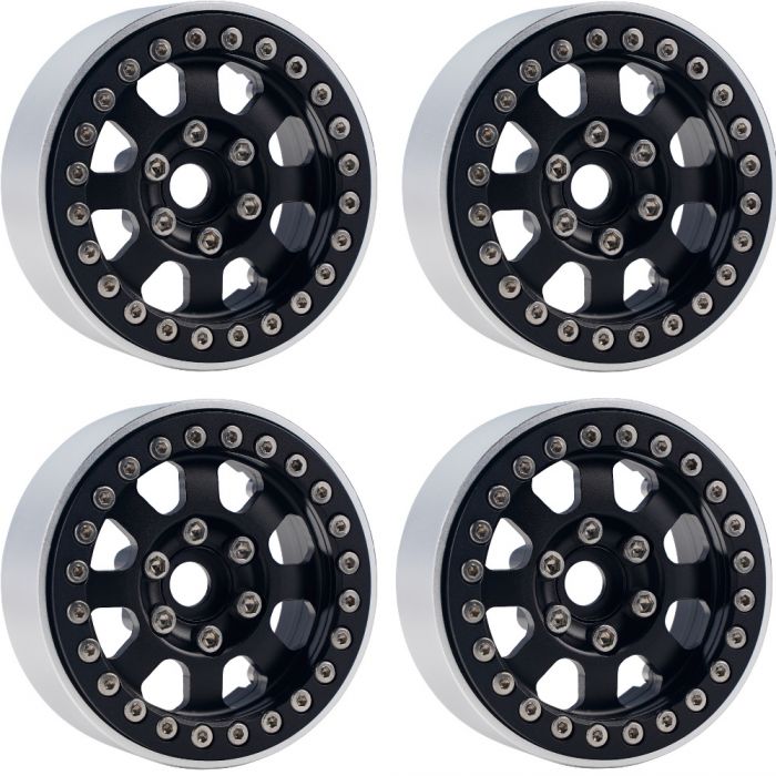 PHB5050BLACK PHP5050BLACK B1 Aluminum 1.9 Beadlock Wheels, 9mm Hubs, Black (4)