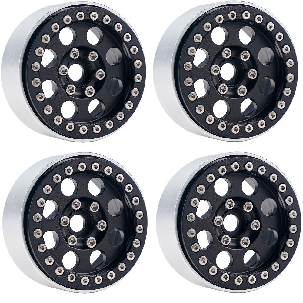 PHB5051BLACK PHB5051BLACK B2 Aluminum 1.9 Beadlock Wheels, 9mm Hubs, Black (4)
