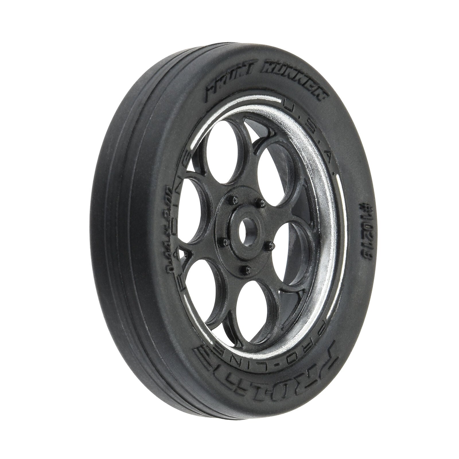 PRO10219-10 10219-10 Mini Drag 1/16 Front MTD Tires, Black/Silver (2)