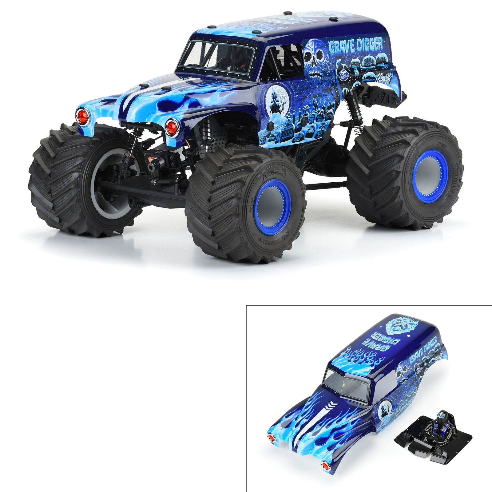 PRO3593-13 3593-13 LMT Grave Digger Ice 1/10 Painted Body, Blue