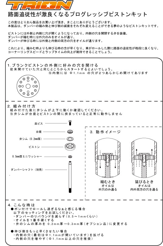 Progressive Damping Piston Set for Associated 13mm, Rear