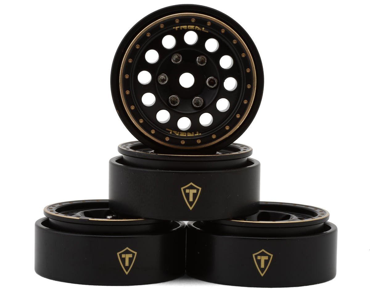 TLHTSCX24-140 TLHTSCX24-140 Type A 1.0" 12-Hole Brass Beadlock Wheels, 40g, Black (4)