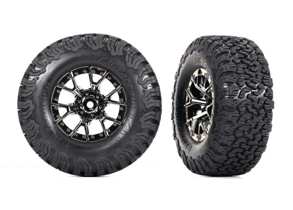 TRA10187-BLKCR 10187-BLKCR 2/4WD F/R Tires & Wheels, Black Chrome (2)