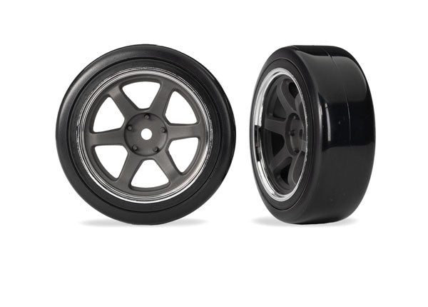 TRA10574 10574 Drift 1.9" Tires & Wheels w/ Chrome Rim (2)