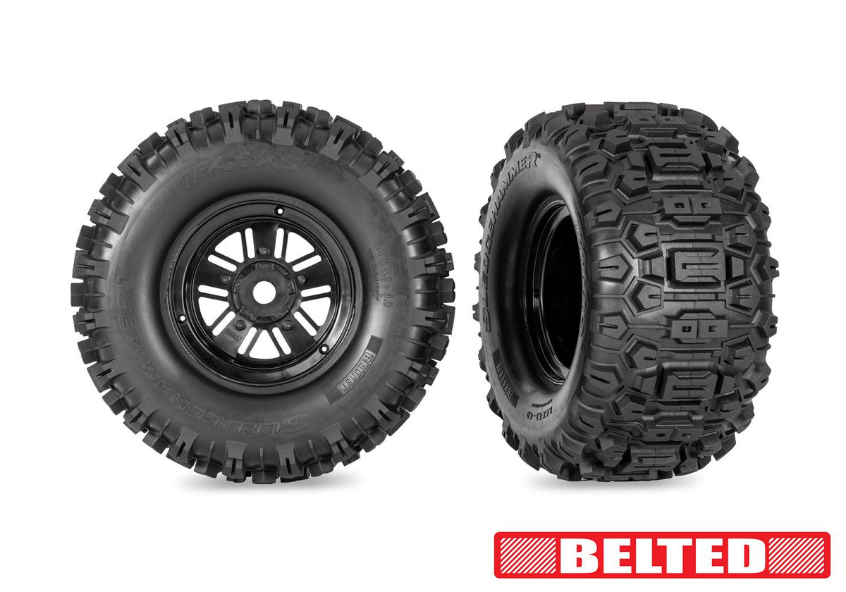 TRA10945 10945 Funco Replica Sledgehammer Pre-Glued Tires, Black (2)
