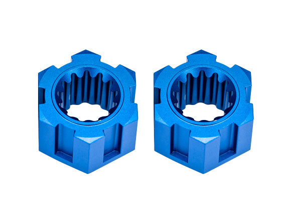 TRA10954-BLUE 10954-BLUE Aluminum Front Wheel Hex / Hub (2), Blue