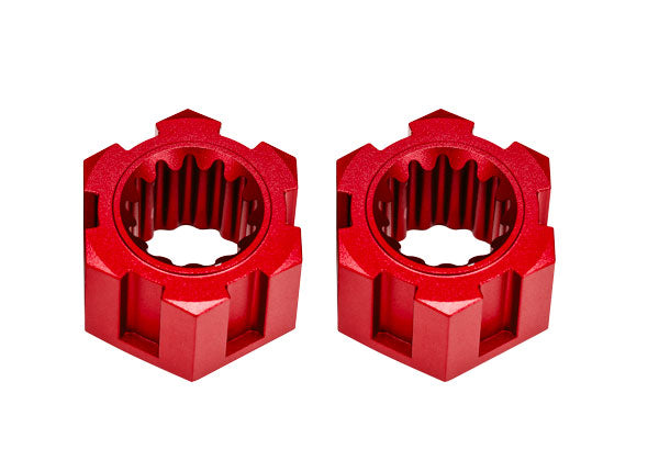 TRA10954-RED 10954-RED Aluminum Front Wheel Hex / Hub (2), Red