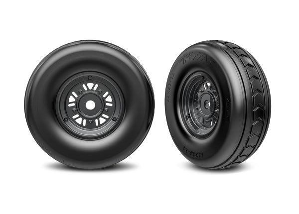 TRA10972-BLKC 10972-BLKC Pro Scale Sand Car Pre-Glued Front Tires (2), Black/Chrome