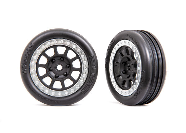 TRA2471G 2471G Alias Ribbed 2.2" Pre-Glued Front Bandit Tires, Satin Chrome (2)