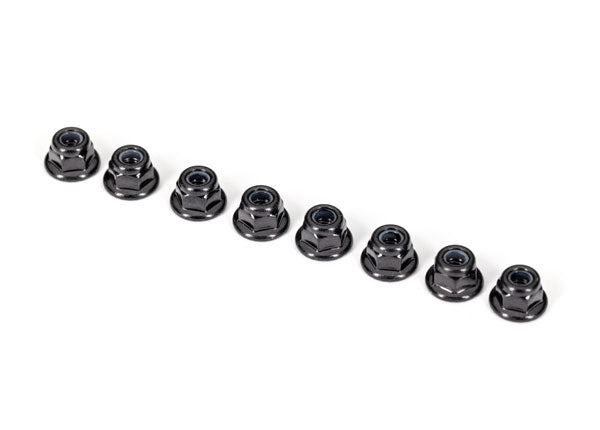 TRA2744X 2744X 3mm Flanged Nylon Locking Nuts, Black (8)
