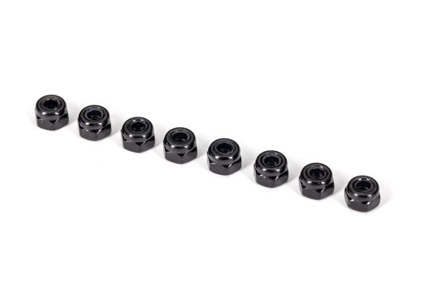 TRA2745X 2745X 3mm Nylon Locking Nuts, Black (8)