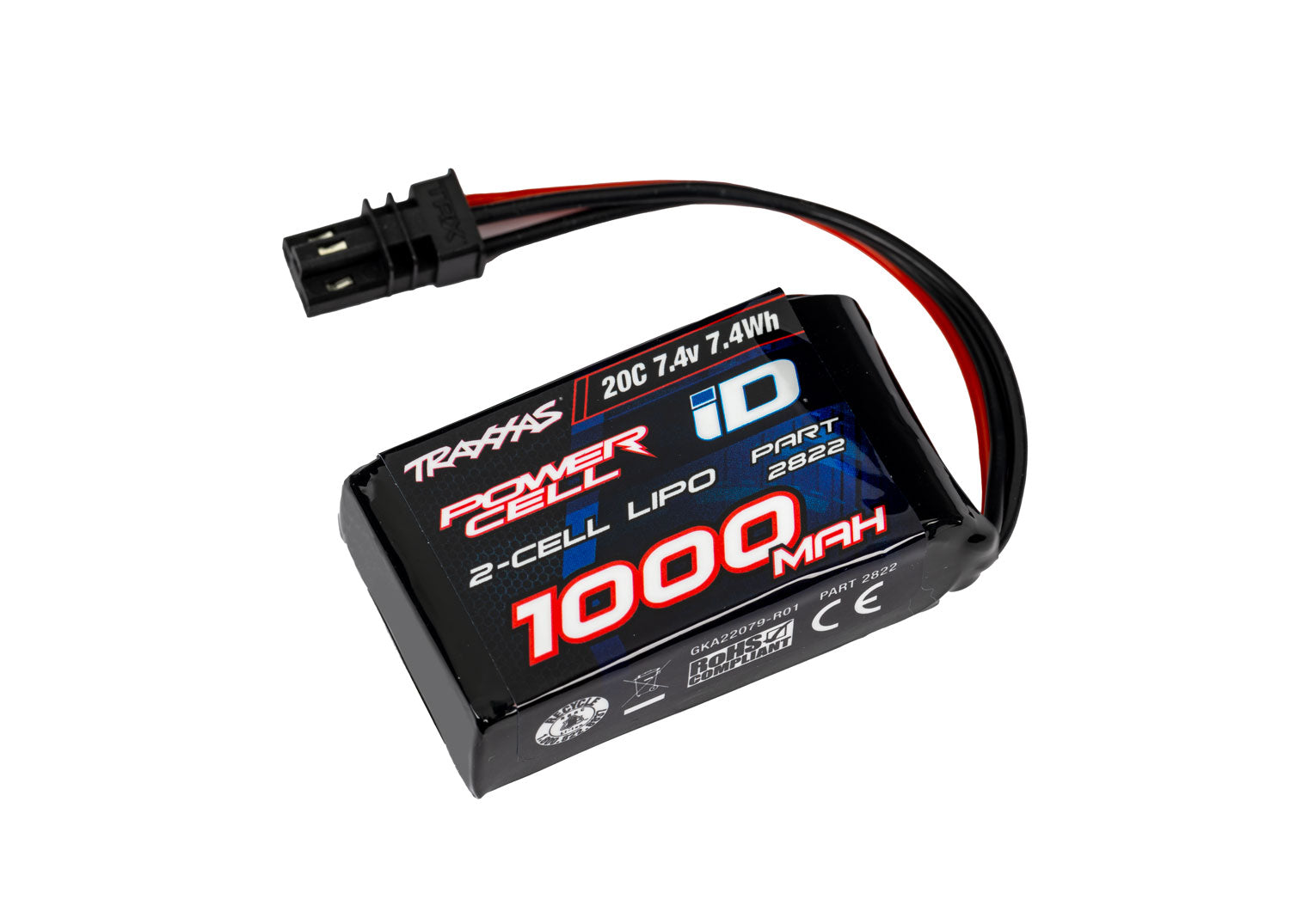 TRA2822 2822 Power Cell iD 7.4V 2S LiPo Battery, 1000mAh 20c