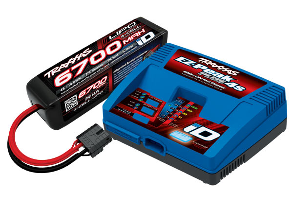 TRA2998 2998 4S iD LiPo Battery & EZ-Peak Plus Charger Completer Pack, 6700mAh 25C
