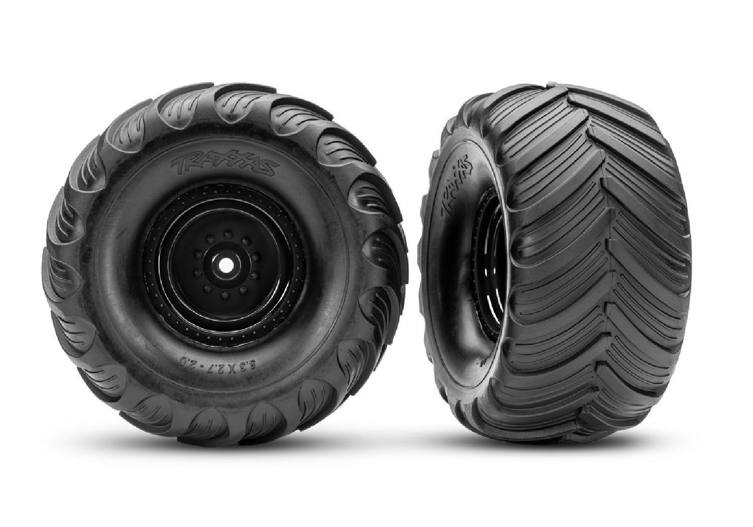 TRA3663-BLK 3663-BLK Terra Groove Pre-Glued 1/10 Monster Truck Tires, Black (2)