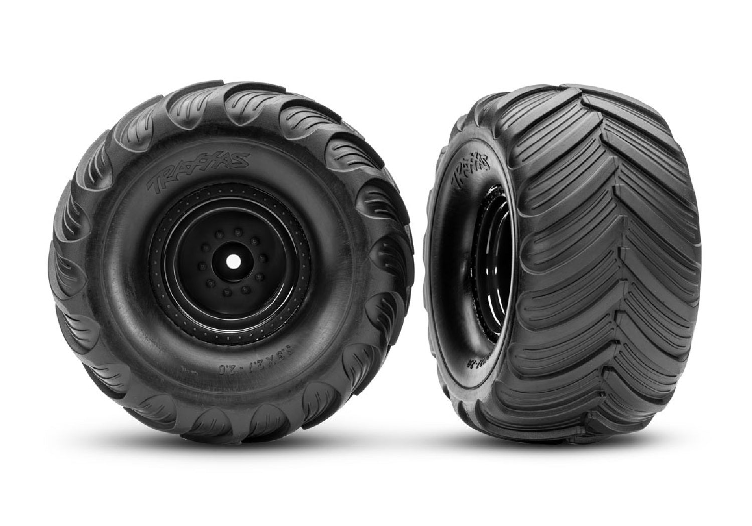 TRA3665-BLK 3665-BLK Terra Groove Pre-Glued 1/10 Monster Truck Tires, Black (2)