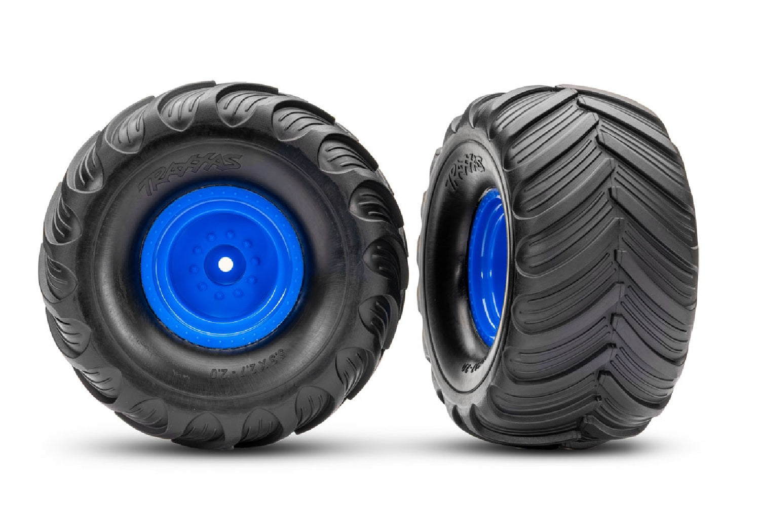 TRA3665-BLUE 3665-BLUE Terra Groove Pre-Glued 1/10 Monster Truck Tires, Blue (2)